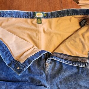 Cabela's Flannel Lined Blue Denim Straight Jeans 42 X 32